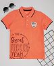 Pantaloons Junior Cotton Knit Half Sleeves Typography Printed Polo Tee - Orange
