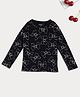 Pantaloons Junior Cotton Knit Full Sleeves Bow Printed Tee - Black