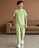 Pine Kids Ottoman Knit Half Sleeves Solid Color T-Shirt & Lounge Pant Set - Light Green