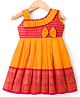 Bhartiya Paridhan Silk Woven Sleeveless Ethnic Dress with Paisley Foil Print & Bow Applique - Mustard