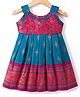 Bhartiya Paridhan Silk Woven Sleeveless Ethnic Dress with Paisley Foil Print - Blue
