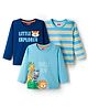 Babyhug Cotton Knit Full Sleeves T-Shirts With Stripes & Animal Print Pack of 3 - Multicolor
