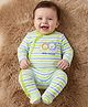 Doodle Poodle Cotton Knit Full Sleeves Footed Sleep Suit  Animal Print - White