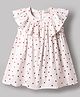 Bonfino 100% Cotton Woven Sleeveless A Line Frock with Frill Detailing & Heart Print - Off White