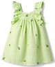 Bonfino Cotton Woven One Piece Dresses/Frocks Embroidered A-Line Frill Sleeves LIGHT GREEN 2-3 Years