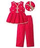 EARTHY TOUCH Satin Woven Sleeveless Indo Western Set With Floral Embriodery & Foil Print - Red