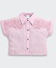 Tiny Girl Woven Half Sleeves Beads Embellished Floral Applique Detailed Shirt - Pink