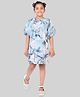 Tiny Girl Woven Three Fourth Sleeves Floral Printed Dress -  Power Blue