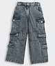 Barbie by Tiny Girl Cotton Woven  Mild Washed Cargo Jeans - Black