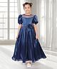Tiny Girl Woven Half Puffed Sleeves Floral Applique Detailed Dress - Navy Blue