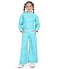 Barbie by Tiny Girl Woven Mattel Featuring Full Sleeves Barbie Space Theme Printed Coordinating Hooded Top & Pant Set - Sea Green
