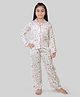 Barbie by Tiny Girl Woven Mattel Featuring Full Sleeves Barbie Text Printed Coordinating Night Suit Set - White