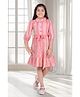 Barbie by Tiny Girl Woven Three Fourth Bell Sleeves Abstract Printed Dress - Peach