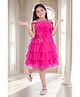Barbie by Tiny Girl Woven Mattel Featuring Sleeveless Barbie Floral Applique Detailed Tiered Dress - Hot Pink