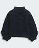 Tiny Girl Woven Full Sleeves Floral Applique Detailed Winter Sweatshirt - Navy Blue