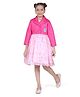 Barbie by Tiny Girl Woven Mattel Featuring Barbie & Bow Printed Dress With Full Sleeves Jacket - Pink