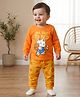 Babyoye 100% Cotton Single Jersey Knit Full Sleeves T-Shirt & Lounge Pant With Cat Print - Orange