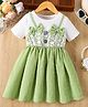 Mark & Mia Half Sleeves Frock with Bow Applique & Lace Detailing - Light Green