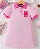 Mark & Mia Half Sleeves Frock with Bear Patch Detailing - Pink