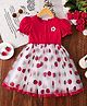 Mark & Mia Half Puffed Sleeves Strawberry Printed Party Dress with Floral Applique - Red