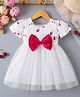 Mark & Mia Half Sleeves Party Dress With Floral Print & Bow Applique - White