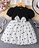 Mark & Mia Half Sleeves Party Dress With Polka Dot Print & Bow Applique - White