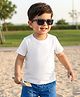 Babyhug 100% Cotton Knit Half Sleeves Solid T-Shirt - White