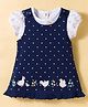 ToffyHouse Interlock Knit Frock & Half Sleeves Inner Tee With Polka Dot Print - Navy Blue