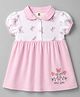 ToffyHouse Cotton Knit Half Sleeves Butterfly Printed & Embroidered Frock - Pink