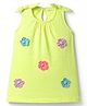 ToffyHouse Cotton Knit One Piece Dresses/Frocks Sleeveless Floral Neon Green 18-24 Months