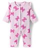 Doodle Poodle 100% Cotton Knit Full Sleeves Bow Printed Romper - Pink