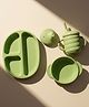 BabyStreet Baby Silicone Travel Feeding Set, Self Feeding, FDA Approved, Non Toxic, Non Slip, Free Size, Pack of 3 - Olive