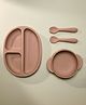 BabyStreet - FDA approved Silicone Feeding set for Mess Free Feeding, Non-Toxic, Non-Slip (Pack of 3) - Blush