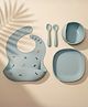 BabyStreet Silicone Suction Stage 2 Baby Feeding Set, Self-Feeding, FDA Approved, Non-Toxic, Non-Slip, Pack of 4 - Cloud