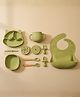 BabyStreet - Silicone Suction Feeding Luxe Set, FDA Approved, Mess Free Feeding, Non-Toxic, Non-Slip, Free Size, Pack of 6 - Green