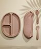 BabyStreet Silicone Suction Travel Mealtime Essentials, Self-Feeding, FDA Approved, Non-Toxic, Non-Slip, Pack of 3 - Blush