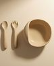 BabyStreet Silicone Suction Toddler Feeding Set, Self-Feeding, FDA Approved, Non-Toxic, Non-Slip, Pack of 2 - Beige