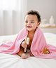 Babyhug Knit Towel with Bear Embroidery L 95 x B 50.5 cm - Light Pink