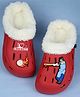 Yellow Bee Cricketer Applique & Perforated Plush Line Detailed Clogs - Red
