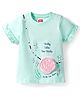 Babyhug Cotton Knit Half Sleeves T-Shirt With Sequin Detailing & Seashell Applique - Multicolor