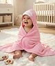 Babyhug Microfiber Knit Hooded Towel With Text Embroidery L 76 x B 69 cm - Pink