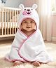 Babyhug Terry Knit Microfiber Hooded Towel with Bunny Embroidery & Applique L 75 x B 70 cm - White