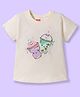 Babyhug Cotton Knit Half Sleeves T-Shirt with Sequin Detailing - Cream
