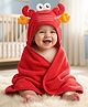 Babyhug Terry Knit Hooded Towel With Crab Design L 71.5 cm X B 68.5 cm -  Red