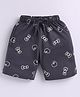 Parrot Crow Cotton Knit Bows & Apples Printed Shorts - Black
