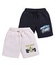 Parrot Crow Cotton Knit Pack Of 2 Vehicles  & Text Printed Shorts - Black & Beige