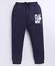 Parrot Crow Cotton Knit Play To Win Text Printed Joggers - Navy Blue