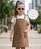 Hola Bonita Cotton Knit Half Sleeves T-Shirt with Solid Colour Pinafore Dress - Brown