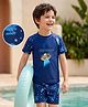 Mark & Mia Half Raglan Sleeves Two Piece Swimsuit with Space Theme Print - Navy Blue