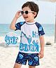Mark & Mia Half Raglan Sleeves Two Piece Swimsuit with Shark Print - Blue